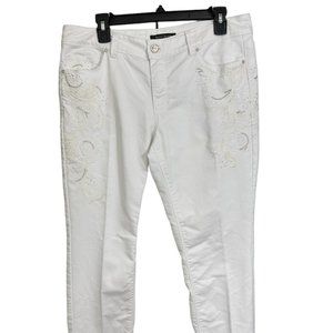 WHBM White Embroidered Slim Jeans Sz. 10